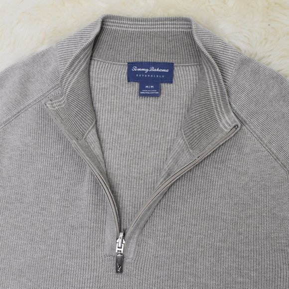 Tommy Bahama 1/4 Zip Pullover Reversible Sweater M - Picture 9 of 12